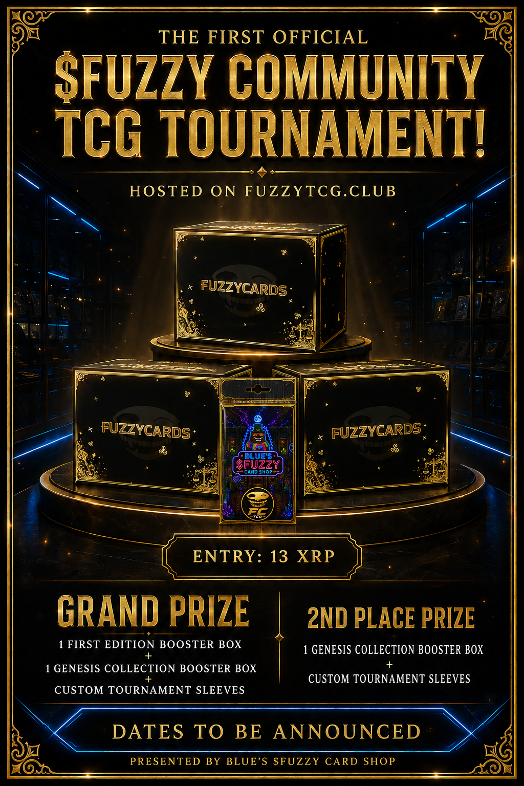 Fuzzycards tournament announcement poster
